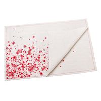 Organic cotton placemat with red star pattern, folded, Five Star Napkins luxury table linen