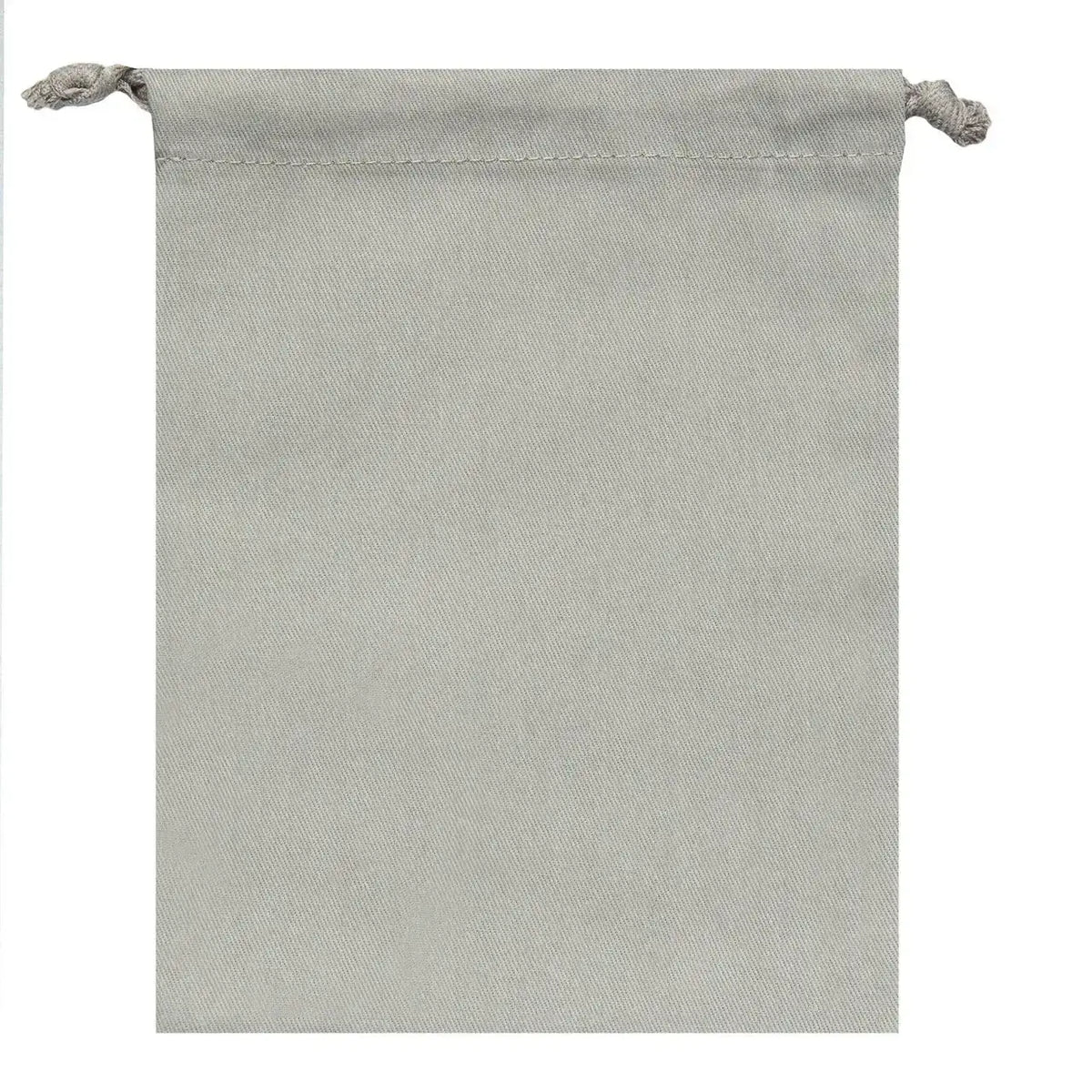 Anthracite Grey organic cotton pouch with drawstring, flat lay, no visible contents