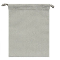 Anthracite Grey organic cotton pouch with drawstring, flat lay, no visible contents