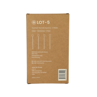 Back of glass cocktail swizzle spoons packaging showing care instructions and product details, includes barcode.