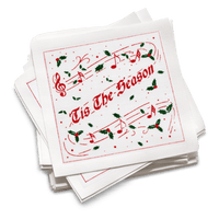 Festive organic cotton cocktail napkins with 'Tis The Season' and holly design by Five Star Napkins
