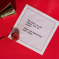 Five Star Napkins White Cotton Cocktail Napkins, singular white square cocktail napkin with red background, 100% Organic Cotton, 4.5" x 4.5", Single Use, 50 Units Per Pack with 25 Unique Love Quotes