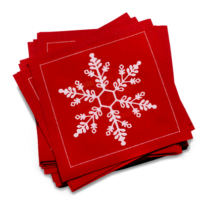 Snowflake Red Cocktail Napkins