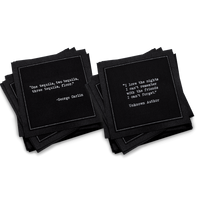 Luxury black cocktail napkins with fun party quotes, organic cotton, Five Star Napkins