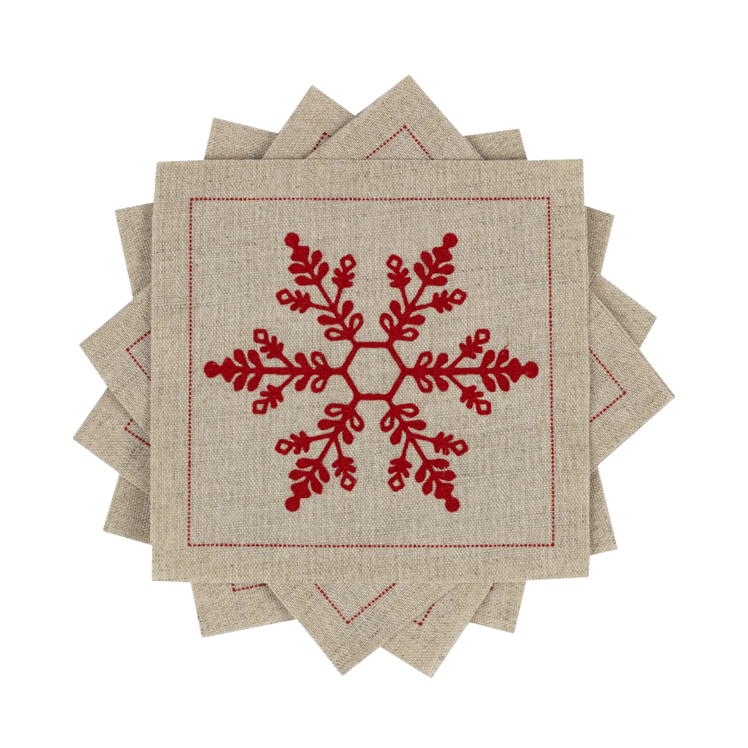 Snowflake Natural Cocktail Napkins