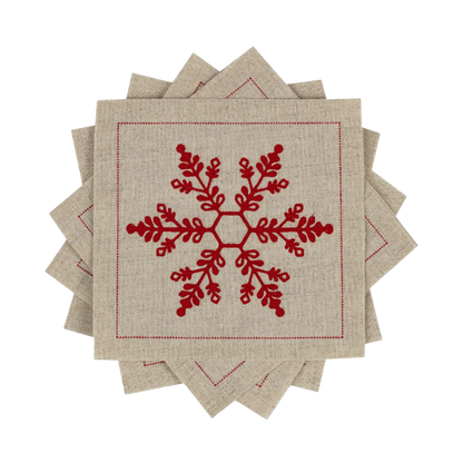 Snowflake Natural Cocktail Napkins