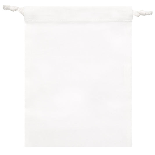 White Storage Pouch - 100% Organic Cotton - 8” x 6” Drawstring Bag - 100 Units