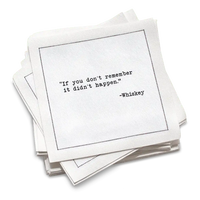 Five Star Napkins White Cotton Cocktail Napkins, stack of white square cocktail napkins with white background, 100% Organic Cotton, 4.5" x 4.5", Single Use, 50 Units Per Pack with 25 Unique Whiskey Drinking Quotes