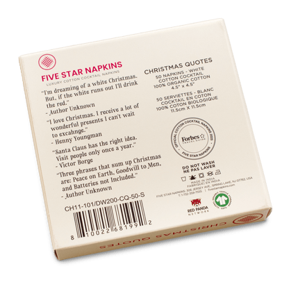 Christmas Quotes Napkins White with Red Quotes