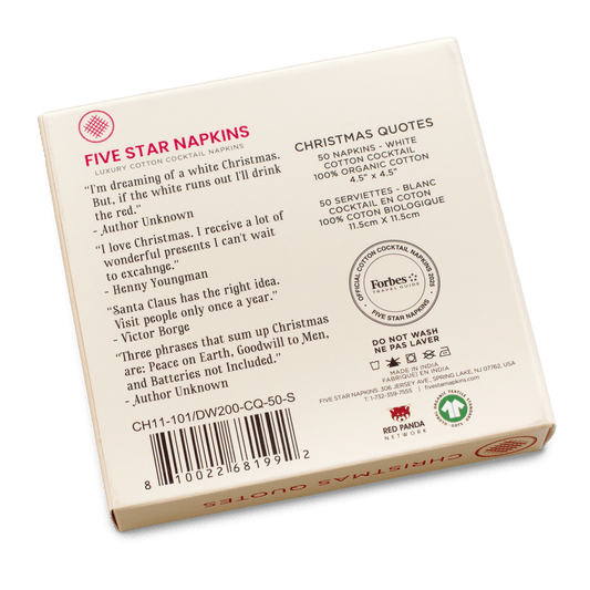 Christmas Quotes Napkins White with Red Quotes- Case