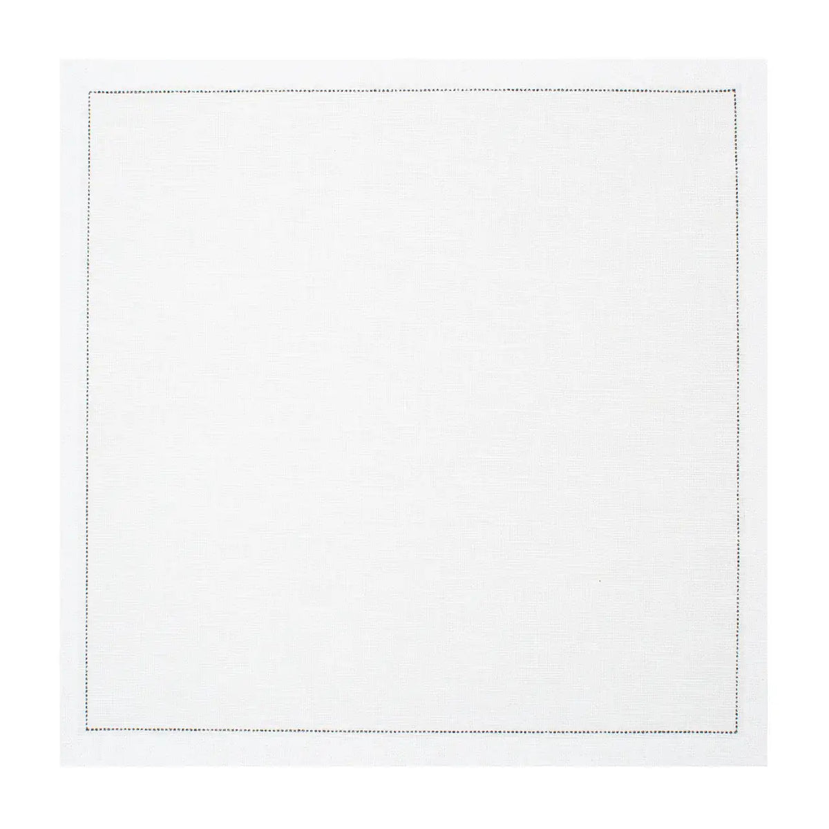 Linen White organic cotton napkin with hemstitch border, unfolded on white background