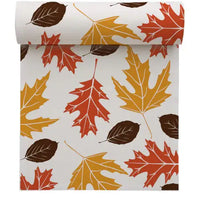 Luxury cotton placemat roll with red, yellow, and brown fall leaves pattern
