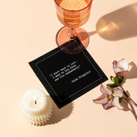 Five Star Napkins Black Cotton Cocktail Napkins, stack of black square cocktail napkins with candle and flowers with drink, 100% Organic Cotton, 4.5" x 4.5", Single Use, 50 Units Per Pack with 25 Unique Inspirational Quotes