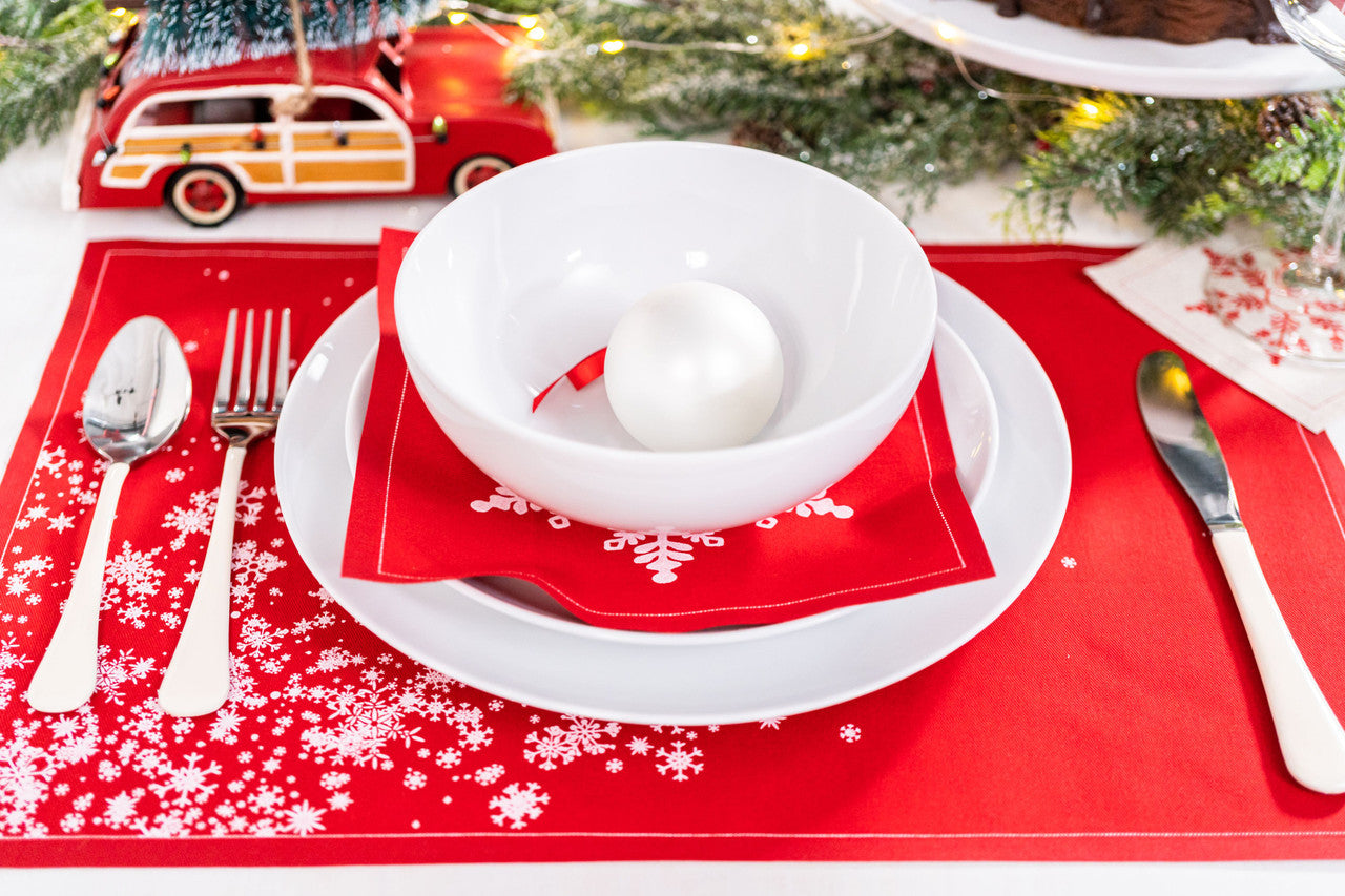 Red Snowflake Cascade Placemat - Case