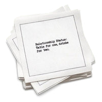 Stack of white cocktail napkins with black text on a white background | Relationship Quotes Napkins - Case - Five Star Napkins