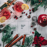 Five Star Napkins White Cotton Cocktail Napkins, singular white square cocktail napkin with Christmas snow props and drinks, 100% Organic Cotton, 4.5" x 4.5", Single Use, 50 Units Per Pack with 25 Unique Drinking Quotes